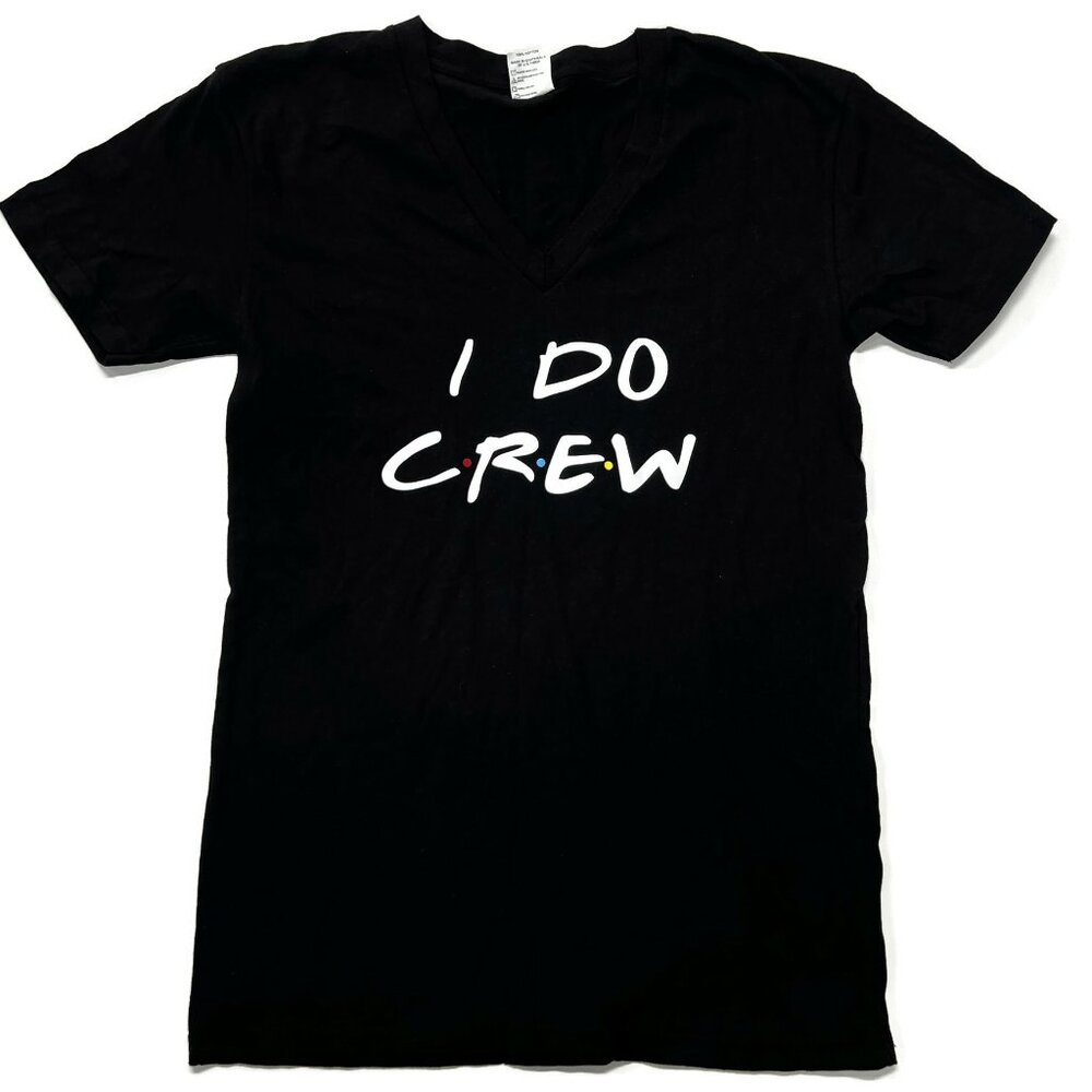 I Do Crew Black Graphic T-Shirt Small Hobby Lobby Short Sleeve Tee‎ V-Neck